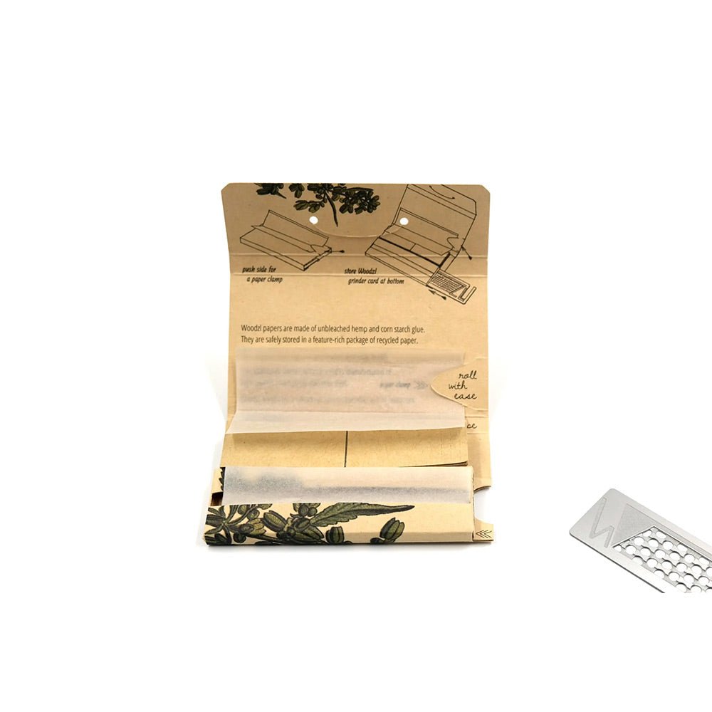 Woodzl Sticky Papers Hemp mit Tips, Paperclamp und Grinderkartenfach - Cannameleon GmbH