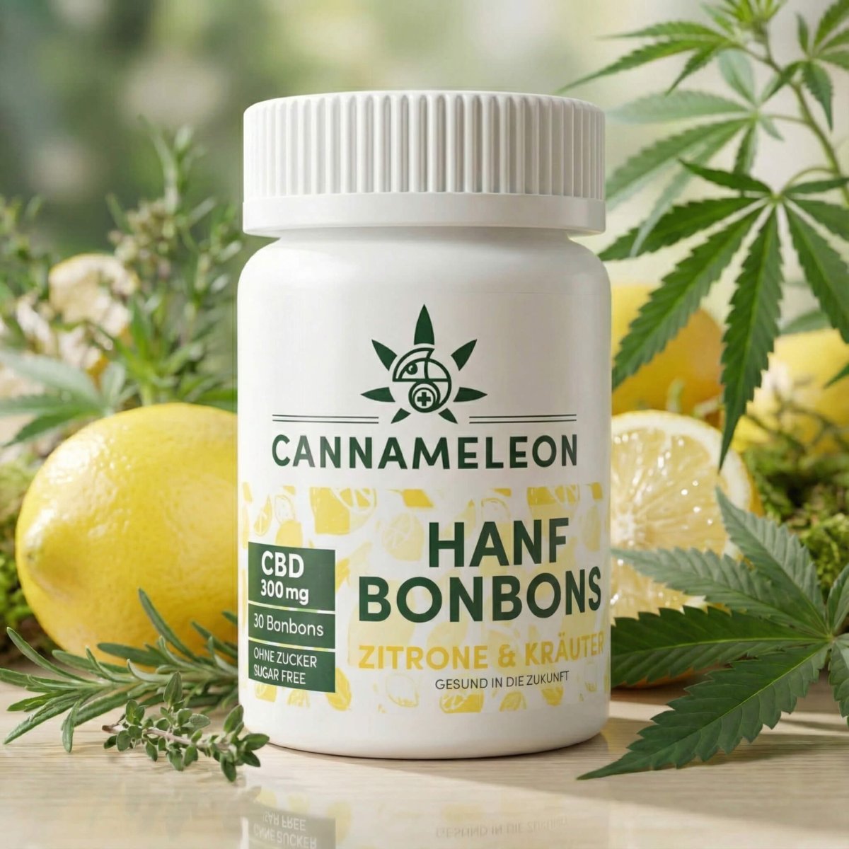 Hanf Bonbons - Zitrone und Kräuter - Cannameleon GmbH